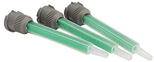 CosmoMix Square Static Mixer Nozzle Tube Tip, K-System Connection for 1:1/2:1 Mixing Ratio, 3.6 Inches, 16 Elements, 40 Pieces Epoxy Mixing Nozzle Tip, AB Glue Adhensive Gun Mixer (RSC01-08-16L))