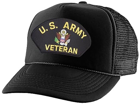 ALLNTRENDS Trucker Hat US Army Veteran Military Mesh Baseball Cap (Black)