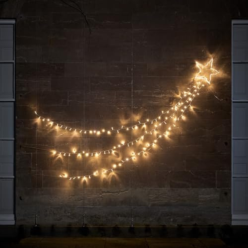 Lights4fun 300cm Dual LED Sternschnuppe Stern Silhouette mit Fernbedienung und Timer Strombetrieben Weihnachten Advent Christfest Weihnachtsdeko Außen Stern Outdoor LED