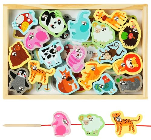 Vicloon Juguetes de Juego de Pesca, Juegos Magnéticos de Pesca de Madera, Juego de Pesca Magnético, Educativo Juguete Preescolares Cumpleaños Navidad Regalos Infantiles Pascua de Resurrección