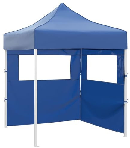 Gecheer Tente de Réception Pliable avec 2 Parois 2x2 m Acier Bleu Tonnelle de Jardin, Gazebo Pavillon Extérieur Belvédère pour Camping, Festival, Fête, Marriage, BBQ, Terrasse, Plage