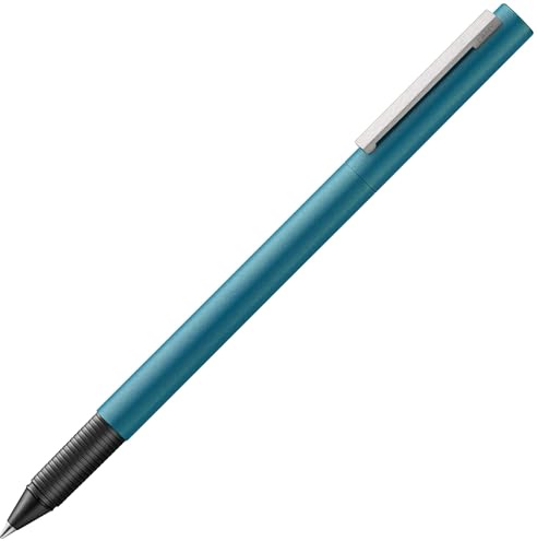 Lamy cp1 aquamarine Tintenroller – minimalistischer Stift in elegantem Gehäuse aus Ganzmetall – mit abgefedertem Edelstahl-Clip – inkl. Tintenrollermine M 63 Strichbreite M in schwarz