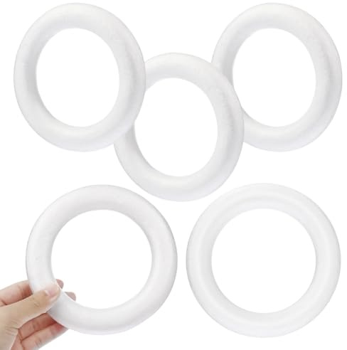 VICASKY 12 guirnaldas de poliestireno circular, de poliestireno, anillos de espuma para manualidades, manualidades en, Adviento y decoración navideña, ideal para arreglos