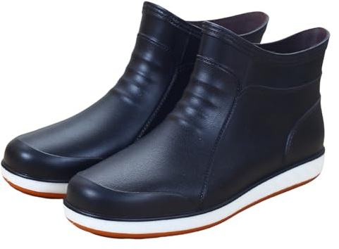 Botas de goma para hombre, botas de media altura para hombre, impermeables, antideslizantes, con plataforma, con protección contra cortes, minimalistas, botas de trabajo para exteriores, botines de