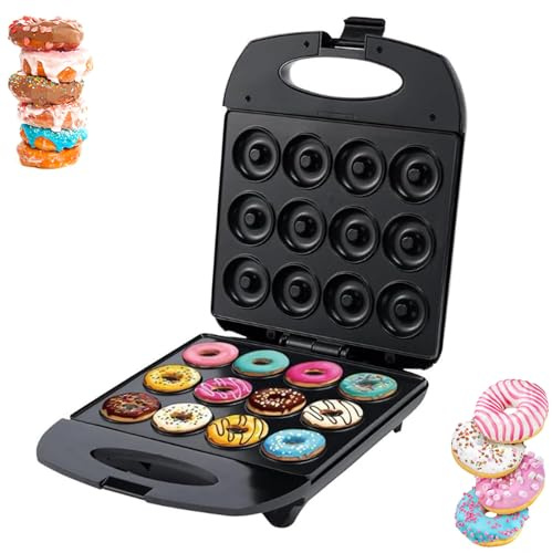 DEEguess MinimáQuina Compacta para Hacer Dulces, 12 Agujeros, para Preparar Deliciosas Donas Y Cake Pops, Antiadherente, FáCil De Limpiar, para Mini Tartas Y Quiches, 1200 W