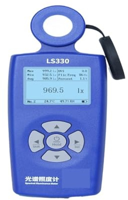LS330 Spektral Illuminansmätare Luxometer Ljusmätare Digital CCT UVI CRI Ra Lx FC Flimmerekvens Hem och kontor
