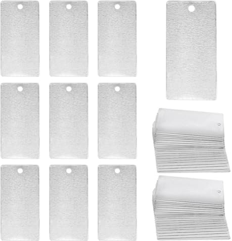 PH PandaHall 40 targhette vuote in metallo da incidere 3 x 6 cm, etichette rettangolari per piante, etichette per alberi in alluminio, per la creazione di gioielli per animali domestici, etichette