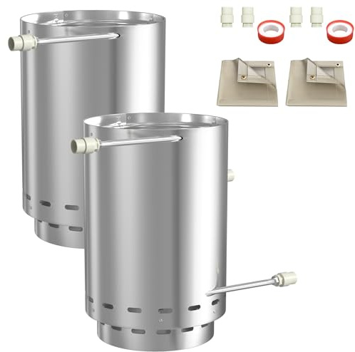 PEILU Calefacción para piscina de leña para jacuzzi, barril de fuego de acero con espiral de 14 m, conectores de 32/38 mm de diámetro, diseño de rejilla de ventilación perforada y caja de cenizas
