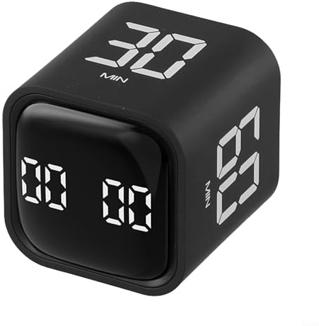 GLFLOW Innovativo sensore di gravità Flip Timer, 4 lati preset e modalità manuale, timer cubo a basso rumore per, ufficio, bambini apprendimento, nero (nero)