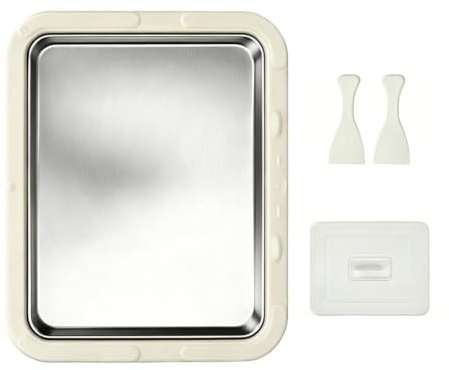 Rullad maskin för barn 22,5 x 17,5 x 3,5 cm | Fryst yoghurtbricka utan elektricitet med 2 skrapor lock | Rostfritt stål DIY dessert för flickor pojkar