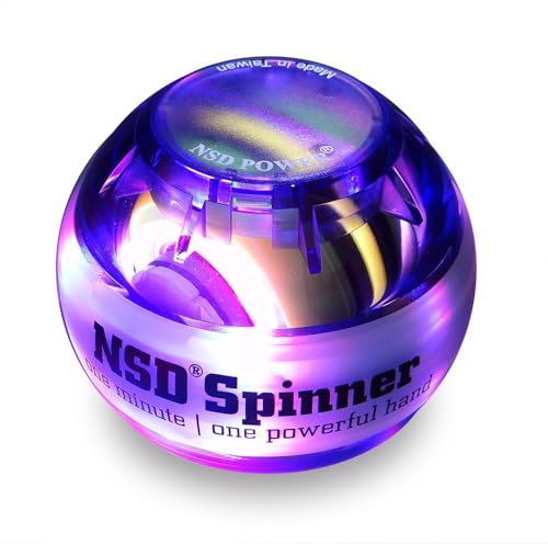 Auto-Start NSD Rainbow Lit Spinner Gyro Ball – Up to 15,000 RPM Premium hand strengthener and wrist exerciser for grip strength training, forearm workout, and pain relief; durable and portable