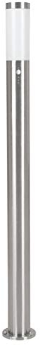 EGLO LED luz de camino al aire libre Helsinki 1, 1 llama luz al aire libre incl. detector de movimiento, sensor de luz de camino de acero inoxidable y plástico, color: plata, blanco, zócalo: E27, IP44