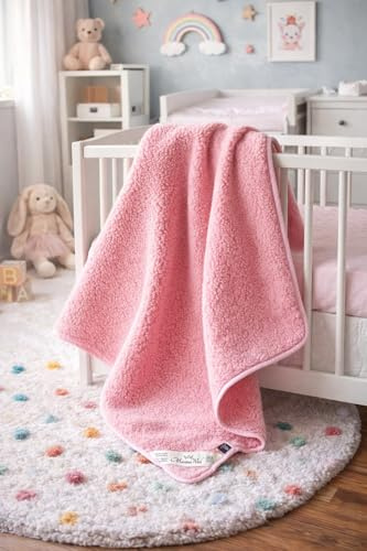 WOOLMARKED ! Merino Schafwolldecke/Kuscheldecke, 100% Merinowolle, Schafwolle Merinowolle ROSA Decke 120 x 150 cm