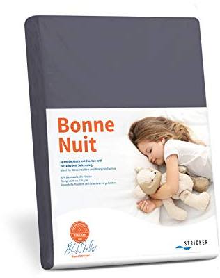 Savorana Bonne Nuit Elastan Spannbetttuch Baumwolle Stretch 220 g/m²- Steghöhe bis 30 cm Bettlaken für Boxspringbetten Wasserbetten - Größe 100x200-120x220 cm anthrazit