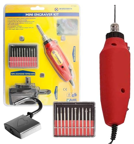 New Mini Engraver Kit - for Crafting, Glass Ceramic Metal Machine Drill Tool | Engraving, Diamond Tipped Bits for Glass, Ceramic, Plastic & Metals | DIY Hand Tool Set