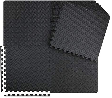 innhom Gym Flooring Gym Mats Exercise Mat for Floor Workout Mat Foam Floor Tiles for Home Gym Equipment Garage, 12 Black