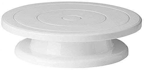 Crystals 28cm Home Cake Making Icing Decorating Rotating Plastic Turntable Stand, 360 Degree Rotating Icing Turntable Display Stand Non-Slip Base - White
