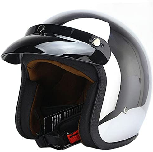 Motorradhelm Damen Herren 3/4 Halbhelme Roller-Helm ECE-Zertifizierter Offener Schutzhelm Abnehmbare Ohrenschützer Brain-Cap Halbschale Scooter-Helm,Für Radfahren Im Freien A,M:57-58CM