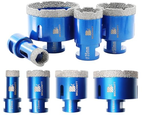 BRSCHNITT Punta per Trapano Diamantata Set - Frese diamantate 20/35/50/68mm fresa diamantata per Porcellana Granito Piastrella Marmo Taglio a Secco