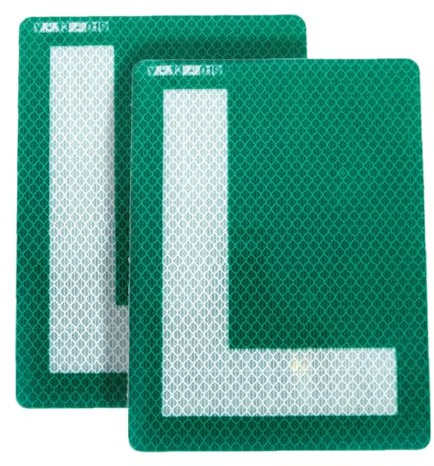 Autodomy Placa L Novel Cristales Tintados Pack 2 Unidades | Pegatina L Homologada Exterior | L para Lunas Tintadas es Reflectante | Homologada por la DGT