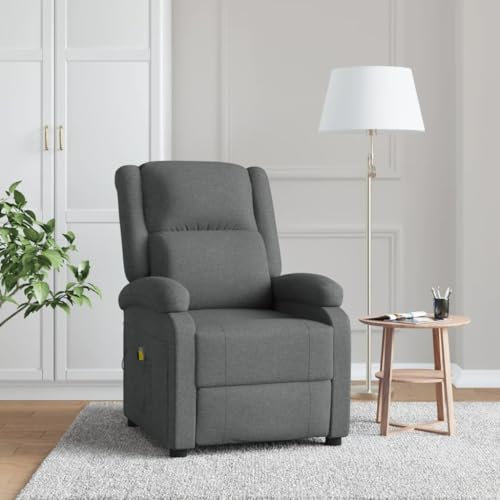 Tidyard Massagefåtölj, TV-fåtölj, relaxfåtölj, seniorfåtölj, relaxfåtölj, vilstol, fåtölj, mörkgrå, tyg