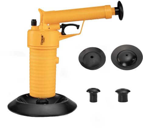 Hoteche Pneumatischer Rohrreiniger - 27x27x9 cm, ABS Material, für vielseitige Abflussreinigung mit 4 Saugkopfaufsätzen- Effektiver Abfluss Pömpel & Rohrreinigungspumpe für hartnäckige Verstopfungen.