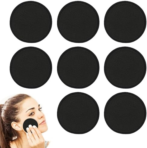 8 Piezas Discos Desmaquillantes Reutilizables,Toalla Desmaquillante Reutilizable,en Fibra de Bambú,Textura suave,Apta para Uso Húmedo y Seco,Limpieza Facial Apta para Todo Tipo de Pieles