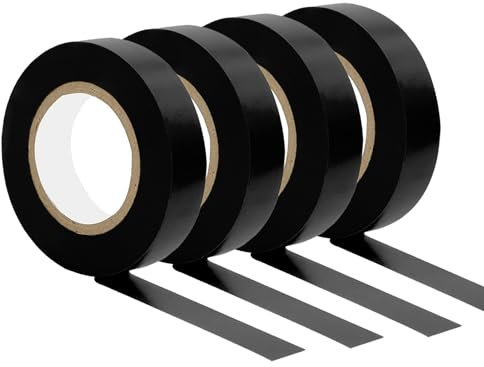 4 Rouleaux Scotch Electricien,16 mm x 15 m Ruban Adhésif Isolant électrique Ruban Isolant Electrique,Scotch Resistant Scotch Etanche Exterieur pour Réparation de Câbles électriques- Noir