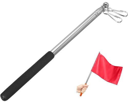 BUKYCAT Teleskop Fahnenstange, Edelstahl Tour Guide Fahnenstangem, Edelstahl Teleskop Fahnenmast, Tragbarer Handheld Fahnenstange für Reise Camping Lehrer Reiseleiter