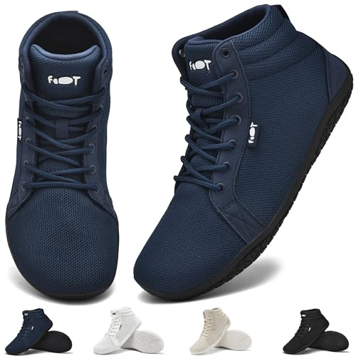 Wizshoe Chaussures Femme Homme Baskets Minimaliste Trail Pieds Nus Barefoot Hautes Décontractées Running Sneakers Trekking Marche Unisexe Large Orteil Respirant Poids Léger Bleu 46EU