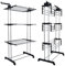 Stendibiancheria A Rotelle A Torre Verticale Stendino In Acciaio E ABS Salvaspazio Con Ali Richiudibile 169 x 75.5 x 63.5 Cm 4 Piani Ripiani Pieghevole Modulabile Biancheria Interno Esterno (Nero)