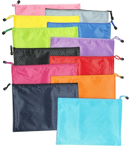 12 stycken vattentät dokumentväska, plånbok, bankväska, blixtlås-portföljer, blixtlåsficka, filfickor med dragkedja, dokumentmapp (B4 (38 x 30 cm))