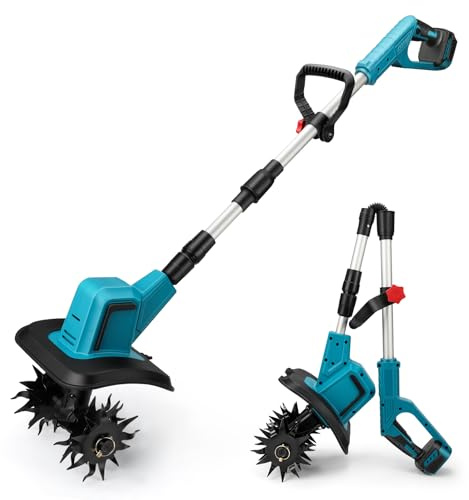 Cordless Garden Rotavator Compatible with Makita 18V Battery (No Battery), 550W Brushless Garden Cultivator with 15cm Tilling Depth and 20cm Tilling Width, Electric Tiller for Garden, Yard