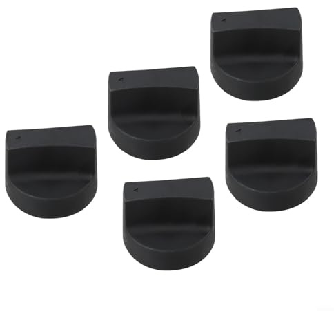 Gas Stove Knobs (5-Pack), 50Mm Diameter & 8Mm Insert, High-Temperature Resistant Plastic, Replacement For Most Gas Stoves, Precise Flame Control, Red/Black (10x10x8cm)(Black)
