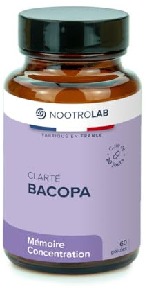 Bacopa Monnieri – Cure de 20 jours -1125 mg - Mémoire, Concentration & Clarté Mentale – Soutien Cognitif Naturel – 60 Gélules Végétales – Nootrolab - Cure de 20 jours