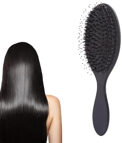 BelleFlair Haarbürste Wildschweinborsten in Schwarz, Paddle Brush für Damen und Herren, Professionelle Boar Bristle Brush Extensions Bürste zum Entwirren für dickes, langes Haar