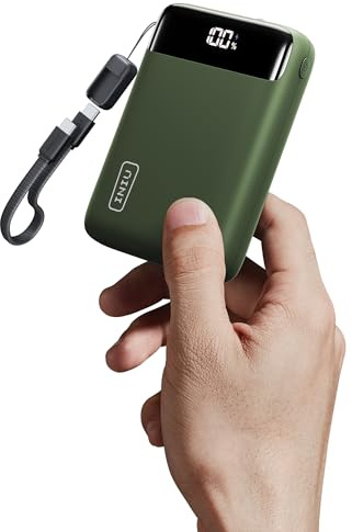 INIU Ultrapequeño 20000mAh Power Bank, 22,5W Carga Rapida Bateria Externa Con Cable USB C Desmontable, Apto Para Avión, Esenciales de Viaje, Bateria Portatil Para iPhone 17 16 Samsung, Xiaomi, Rouge