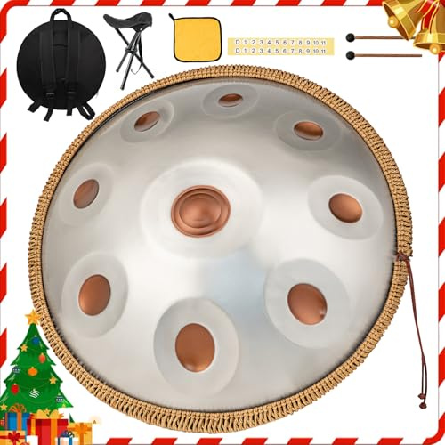 Instrumento Handpan 440 Hz Handpan 9 Tonos 10 Tonos 12 Tonos Tambor Hand Pan 22 Pulgadas Re Menor Tambor De Mano (amarillo dorado, 9 notas)