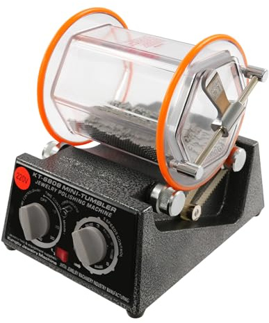 Tumbler Jewelry Polisher,60W Jewellery Tumbler, Polishing Machine for Metal and Jewellery Cleaning for Home and Small Business Use, Adjustable Speed nd Timer Black+Orange