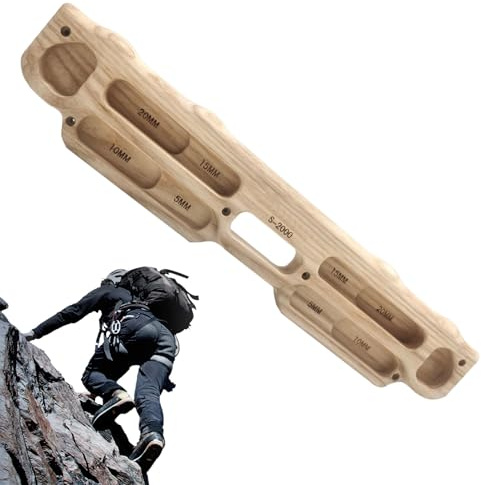 Tabla de escalada en roca, tabla de escalada de madera | Tabla de entrenamiento de diapasón de madera de fresno maciza, entrenador de fuerza de dominadas y agarre para clīmbing de roca, búlder