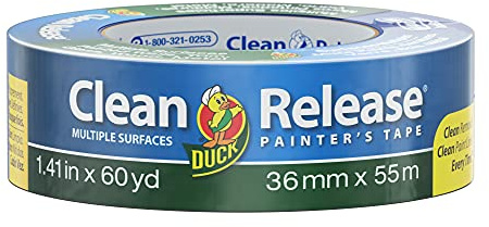 Duck Tape Clean Release Blue Painters Masking Tape, Indoor Painting and Decorating Multi Surfaces Prevent Paint Bleed 36mm x 55m