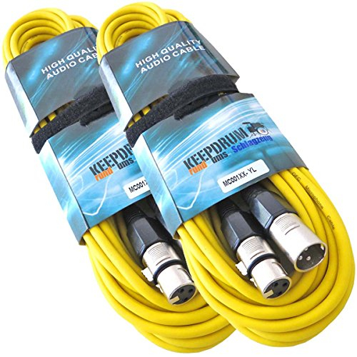keepdrum Mikrofonkabel 10m Gelb XLR Female/XLR Male 2 Stück