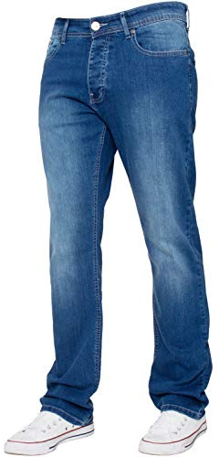 Enzo New Mens Stretch Straight Leg Regular Fit Classic Basic Denim Jeans (38W x 32L, Light Blue)
