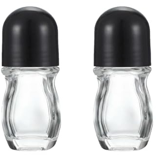 2PCS 30ml 1oz Clear Glass Roll On Bottles with Plastic Roller Balls Refillable Essential Oil Containers for Aromatherapy, Fragrance & Travel Storage