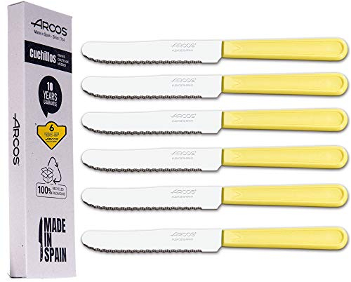 Arcos Set di coltelli da tavolo | 6 pezzi | coltello frutta | coltello da dessert | lama 110 mm | acciaio inossidabile martensitico | manico in nylon | lavabile in lavastoviglie | confezione ecologica