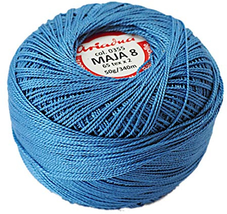 Pearl Crochet Cotton Embroidery Ball Yarn 229yd/210m Quality Thread 50g Size 8 Blue (355)