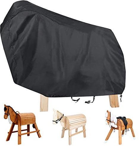 Schleuder Abdeckung für Holzpferd Outdoor, 420D Gartenpferd Abdeckplane mit UV-Beschichtung, Wasserdicht Abdeckplane für Holzpferd, Universal Gartenpferd Abdeckhaube Plane
