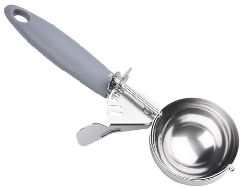 JUNADAEL J 4 OZ Scoop, Large Ice Cream Scoop With Trigger, Disher, Size #8 (1/4 Cup) Cookie Scoop, Muffin Scoops, Gray Handle, For Cookie Dough, Cupcake Batter, Muffin, Ice Cream
