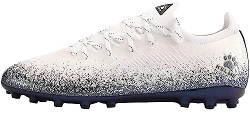 KELME Pro Soccer Cleats Fly-k - Tacos de fútbol para hombre y mujer para exteriores e interiores, unisex, tallas para adultos, zapatos de fútbol de césped artificial AG, Blanco/Negro, 38 EU
