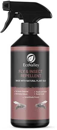 Ecovalley Insect Repellent Fly Spray with Citronella Oil, Natural & Humane Solution, Fast-Acting, Odour-Eliminating, Ready-to-Use Formula, Made with Essential Plant Oils, 500ml